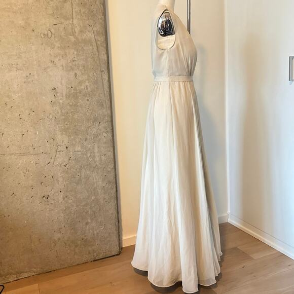 Jenny Yoo Collection 'Vivienne' Pleated High Neck Wedding Dress in Ivory Size 4 - Picture 3 of 6
